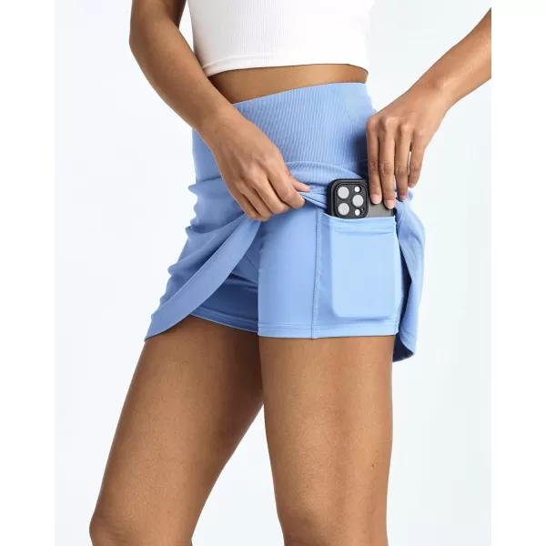 imageReal Essentials 4 Pack Womens Ribbed Active Skort Pockets Skirt Running Tennis Golf Workout Sports Available in PlusSet 5