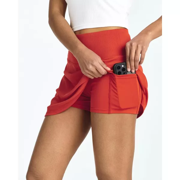 imageReal Essentials 4 Pack Womens Ribbed Active Skort Pockets Skirt Running Tennis Golf Workout Sports Available in PlusSet 7
