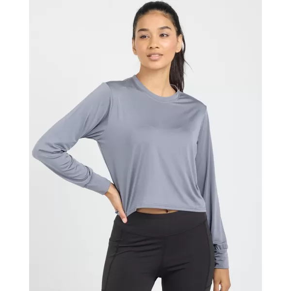 imageReal Essentials 5 Pack Womens Dry Fit Crop Top  Long Sleeve Crew Neck Stretch Athletic Tee Available in Plus SizeSet 13