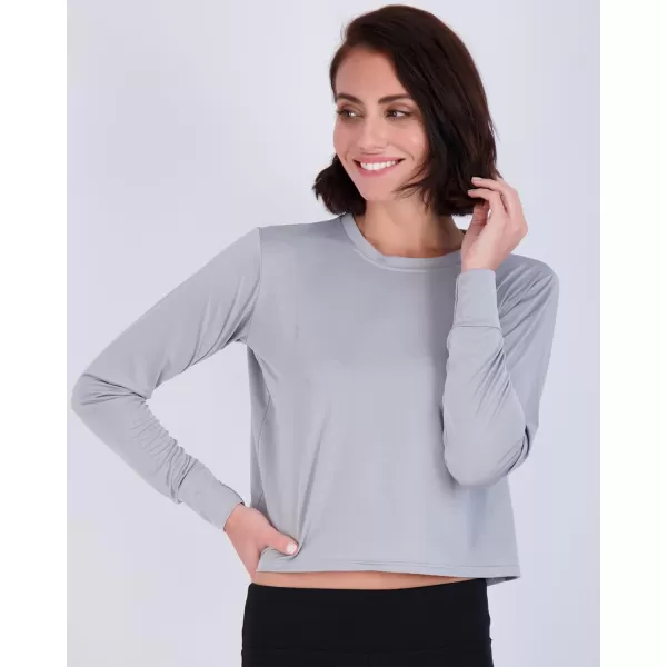 imageReal Essentials 5 Pack Womens Dry Fit Crop Top  Long Sleeve Crew Neck Stretch Athletic Tee Available in Plus SizeSet 8