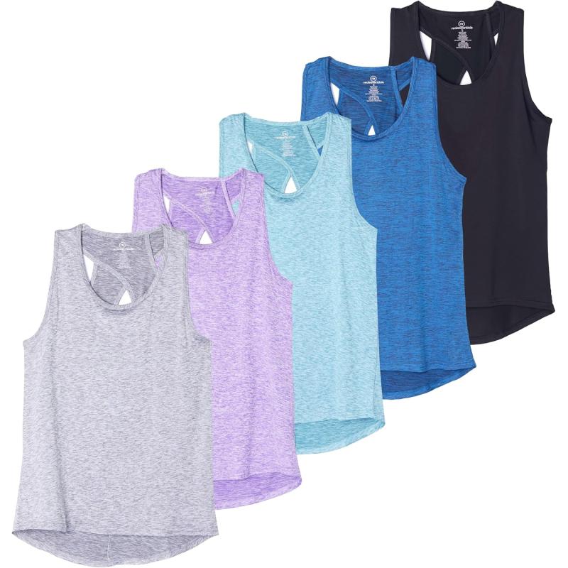 imageReal Essentials 5 Pack Womens Crossback Keyhole Open Back Workout Tank Top DryFit Sleeveless Yoga Gym Available in PlusSet 7