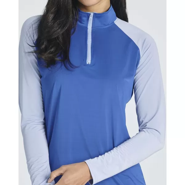 imageReal Essentials 3 Pack Womens 14 Zip Rash Guard Long Sleeve Swim Shirt UPF Sun Protection UV Surf TopsSet 4