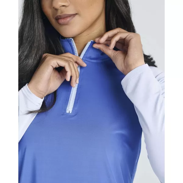 imageReal Essentials 3 Pack Womens 14 Zip Rash Guard Long Sleeve Swim Shirt UPF Sun Protection UV Surf TopsSet 4