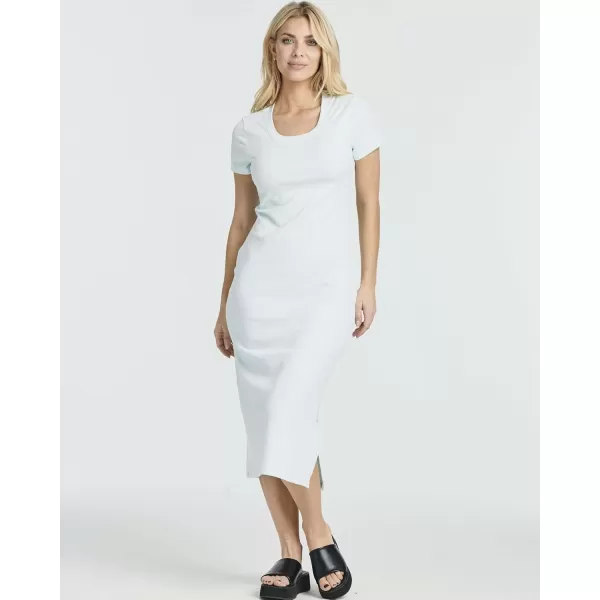imageReal Essentials 3 Pack Womens Ribbed Jersey Crew Neck Short Sleeve Midi Length Dress with Side SlitSet 5