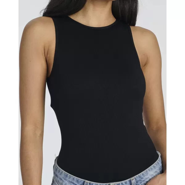 imageReal Essentials 3 Pack Womens Ribbed Sleeveless Bodysuit Racerback Halter High Neck Tank Tops Sexy OutfitSet 6