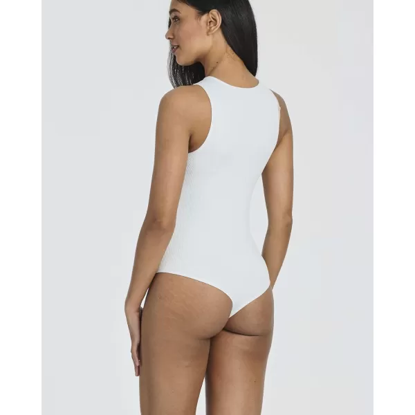 imageReal Essentials 3 Pack Womens Ribbed Sleeveless Bodysuit Racerback Halter High Neck Tank Tops Sexy OutfitSet 6