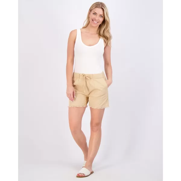 imageReal Essentials 3 Pack Womens Twill Cutoff Casual Khaki 35quot Inseam Shorts  Drawstring Available in Plus SizeSet 5