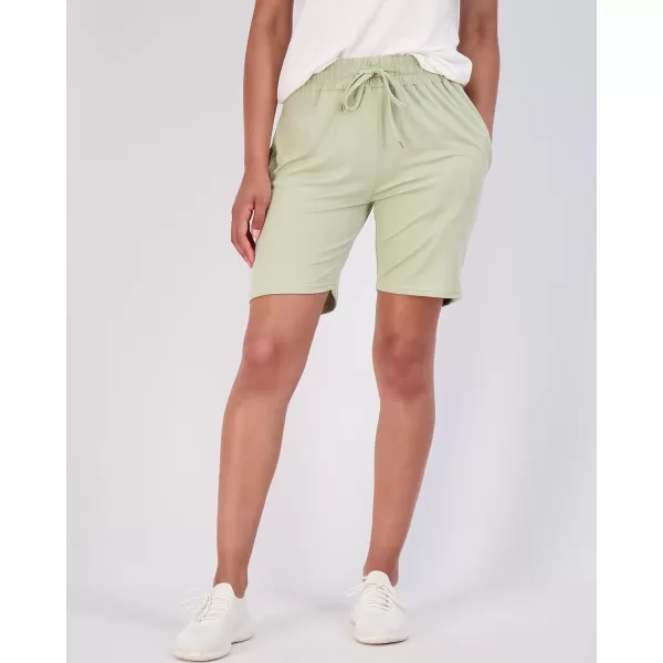 imageReal Essentials 4 Pack Womens 7quot Bermuda Long High Waisted Shorts with Pockets  Workout Athletic Available in PlusSet 1