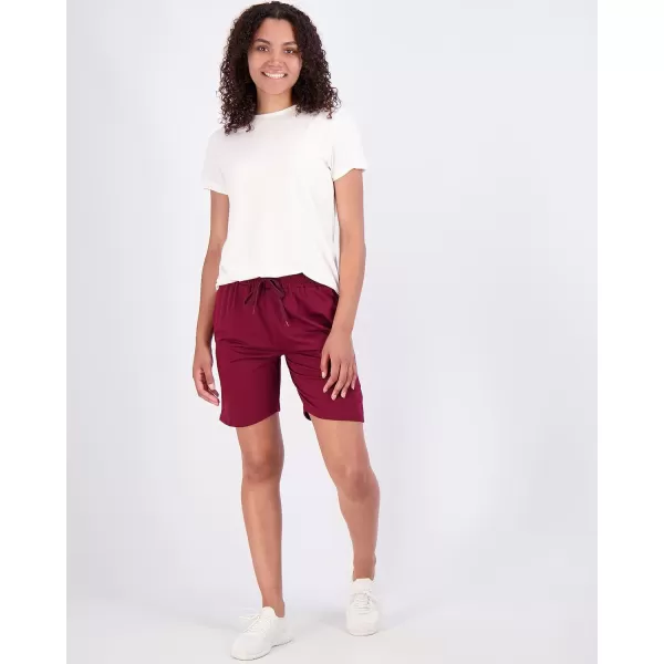 imageReal Essentials 4 Pack Womens 7quot Bermuda Long High Waisted Shorts with Pockets  Workout Athletic Available in PlusSet 1