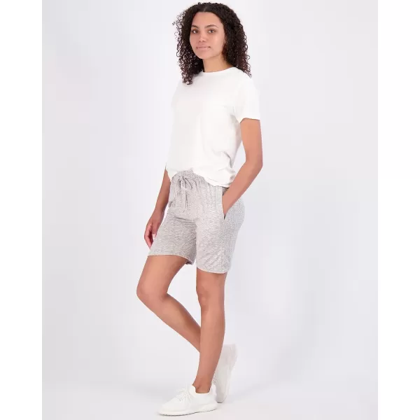 imageReal Essentials 4 Pack Womens 7quot Bermuda Long High Waisted Shorts with Pockets  Workout Athletic Available in PlusSet 2