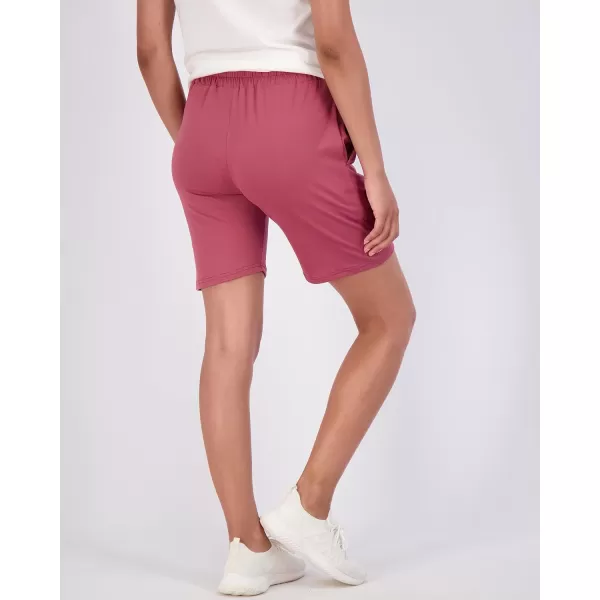 imageReal Essentials 4 Pack Womens 7quot Bermuda Long High Waisted Shorts with Pockets  Workout Athletic Available in PlusSet 2