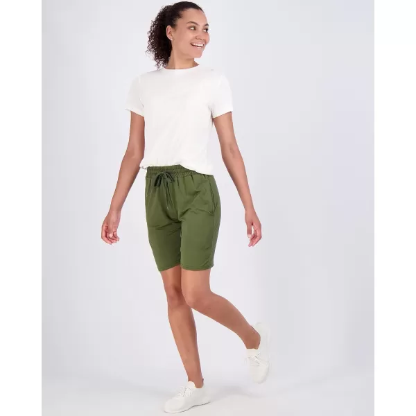 imageReal Essentials 4 Pack Womens 7quot Bermuda Long High Waisted Shorts with Pockets  Workout Athletic Available in PlusSet 3