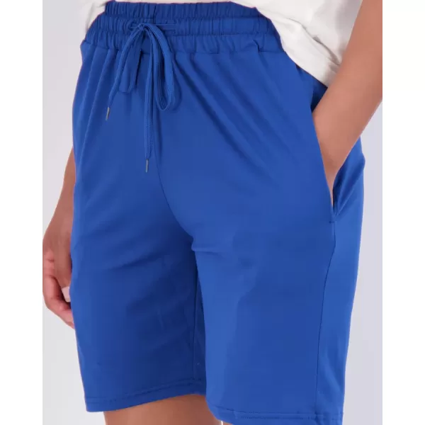 imageReal Essentials 4 Pack Womens 7quot Bermuda Long High Waisted Shorts with Pockets  Workout Athletic Available in PlusSet 4