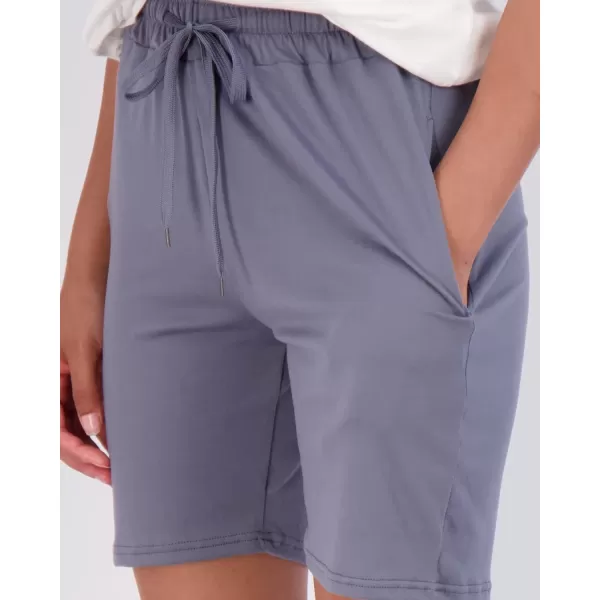 imageReal Essentials 4 Pack Womens 7quot Bermuda Long High Waisted Shorts with Pockets  Workout Athletic Available in PlusSet 5
