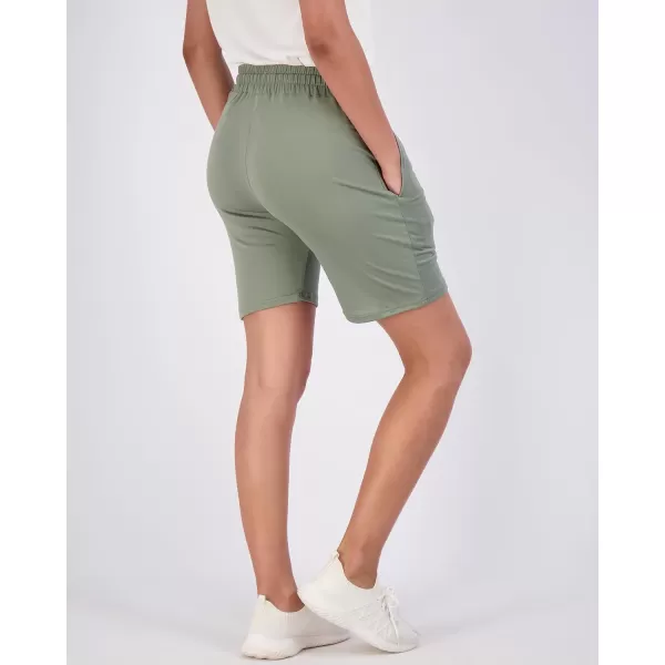 imageReal Essentials 4 Pack Womens 7quot Bermuda Long High Waisted Shorts with Pockets  Workout Athletic Available in PlusSet 5