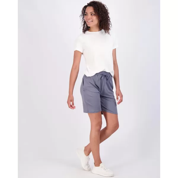 imageReal Essentials 4 Pack Womens 7quot Bermuda Long High Waisted Shorts with Pockets  Workout Athletic Available in PlusSet 5