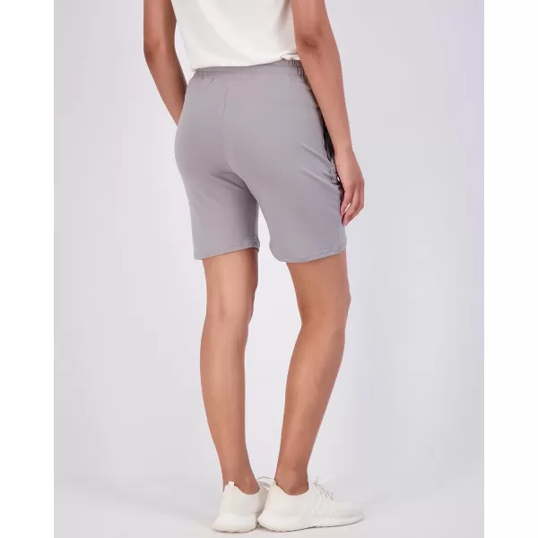 imageReal Essentials 4 Pack Womens 7quot Bermuda Long High Waisted Shorts with Pockets  Workout Athletic Available in PlusSet 7