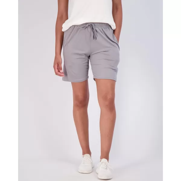 imageReal Essentials 4 Pack Womens 7quot Bermuda Long High Waisted Shorts with Pockets  Workout Athletic Available in PlusSet 7