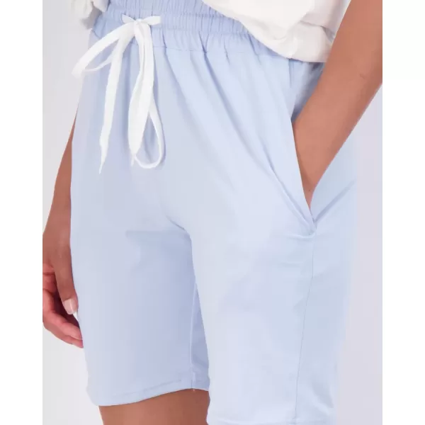 imageReal Essentials 4 Pack Womens 7quot Bermuda Long High Waisted Shorts with Pockets  Workout Athletic Available in PlusSet 7