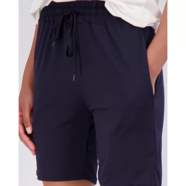 imageReal Essentials 4 Pack Womens 7quot Bermuda Long High Waisted Shorts with Pockets  Workout Athletic Available in PlusSet 8