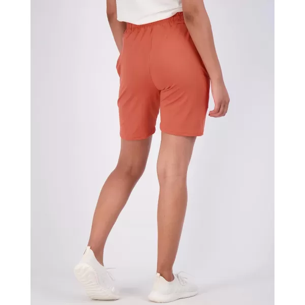 imageReal Essentials 4 Pack Womens 7quot Bermuda Long High Waisted Shorts with Pockets  Workout Athletic Available in PlusSet 8