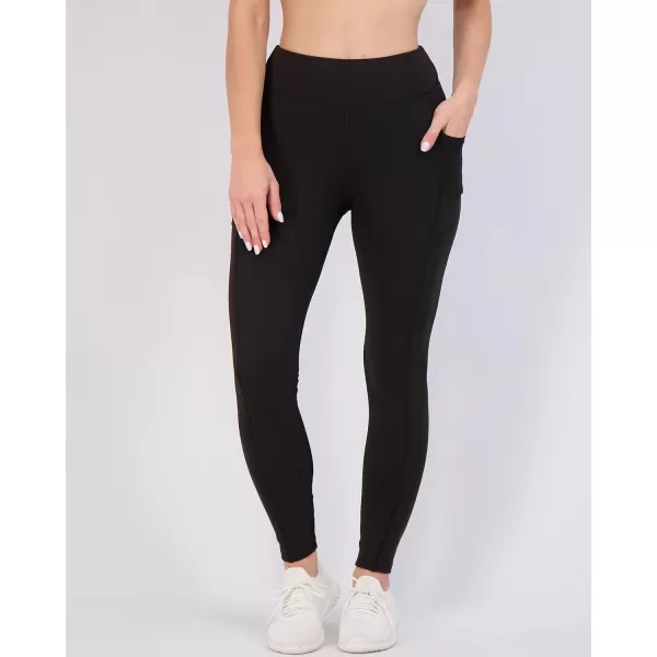 imageReal Essentials 4Pack Womens Full Length Fitted Athletic Yoga Performance Leggings with Pockets Available in Plus SizeSet 1