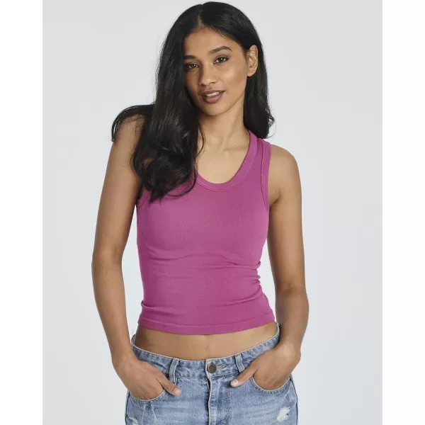 imageReal Essentials 5 Pack Womens Seamless Ribbed Sleeveless Cropped Scoop Neck Tank Top  Casual Crop TopSet 1