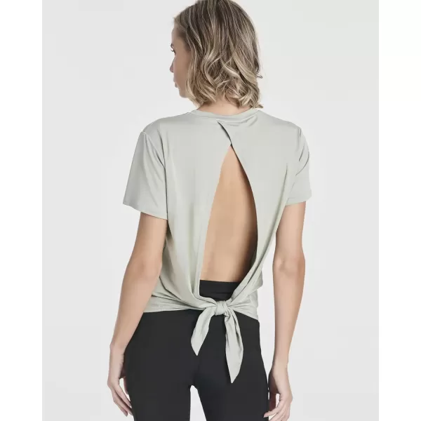 imageReal Essentials 5 Pack Womens Short Sleeve Open Back Tie Back DryFit TShirt Yoga Gym Workout TopSet 5