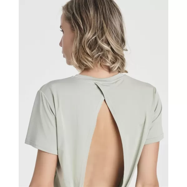 imageReal Essentials 5 Pack Womens Short Sleeve Open Back Tie Back DryFit TShirt Yoga Gym Workout TopSet 5