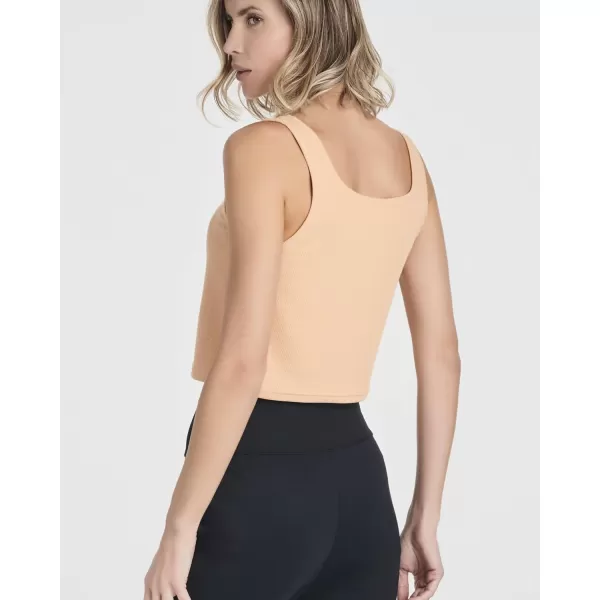 imageReal Essentials 5 Pack Womens Soft Knit Ribbed Square Neck Cropped Tank Top  Sleeveless Crop TopsSet 6