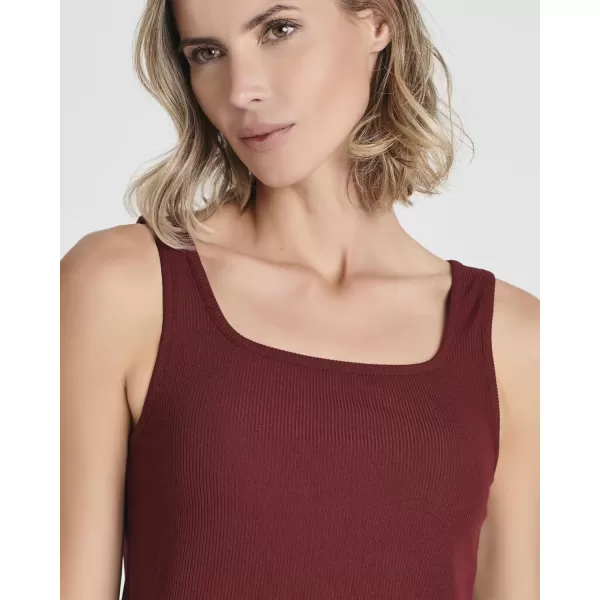 imageReal Essentials 5 Pack Womens Soft Knit Ribbed Square Neck Cropped Tank Top  Sleeveless Crop TopsSet 6