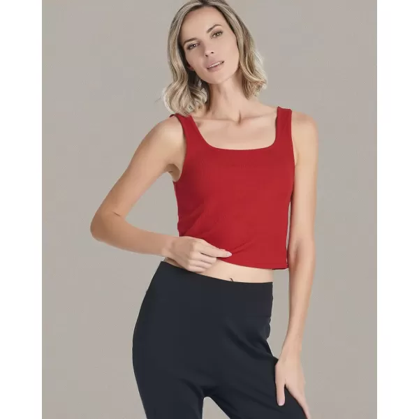 imageReal Essentials 5 Pack Womens Soft Knit Ribbed Square Neck Cropped Tank Top  Sleeveless Crop TopsSet 8