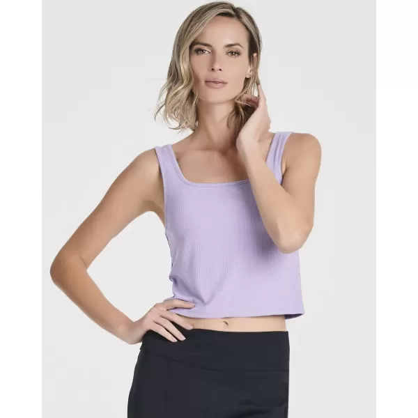 imageReal Essentials 5 Pack Womens Soft Knit Ribbed Square Neck Cropped Tank Top  Sleeveless Crop TopsSet 8