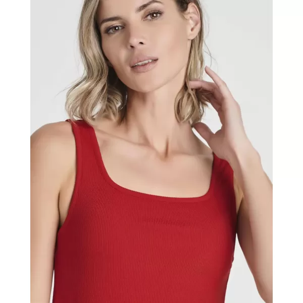 imageReal Essentials 5 Pack Womens Soft Knit Ribbed Square Neck Cropped Tank Top  Sleeveless Crop TopsSet 8
