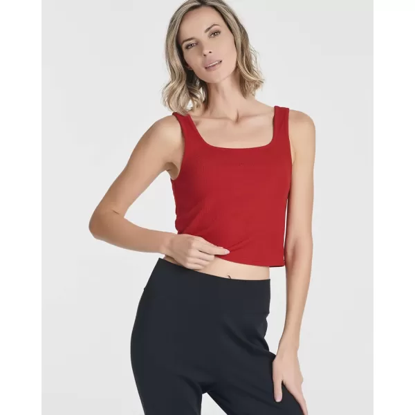 imageReal Essentials 5 Pack Womens Soft Knit Ribbed Square Neck Cropped Tank Top  Sleeveless Crop TopsSet 8