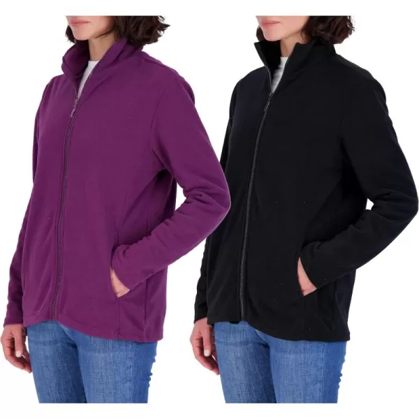 imageReal Essentials 2 Pack Womens ClassicFit LongSleeve FullZip Polar Fleece Soft Jacket Available in Plus Size