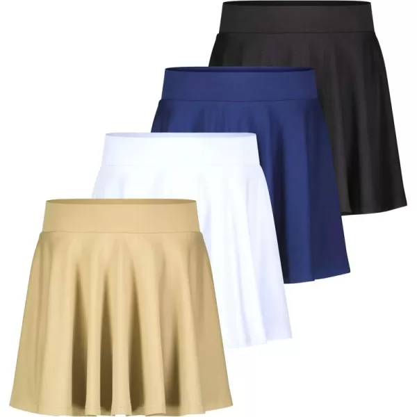 imageReal Essentials 4 Pack Womens Soft Casual Pleated Mini Skirt  Skater ALine Flowy Skirts Available in Plus SizeSet 2