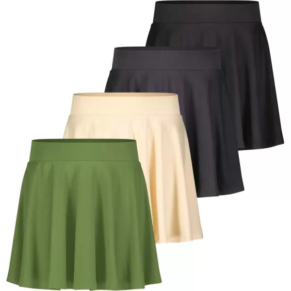 imageReal Essentials 4 Pack Womens Soft Casual Pleated Mini Skirt  Skater ALine Flowy Skirts Available in Plus SizeSet 3