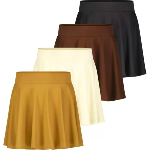 imageReal Essentials 4 Pack Womens Soft Casual Pleated Mini Skirt  Skater ALine Flowy Skirts Available in Plus SizeSet 4