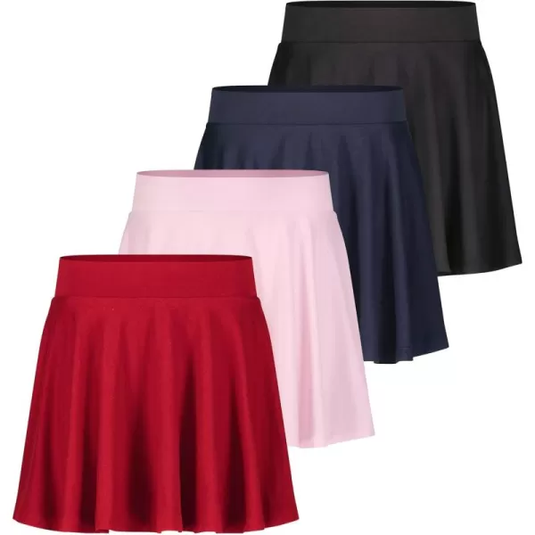 imageReal Essentials 4 Pack Womens Soft Casual Pleated Mini Skirt  Skater ALine Flowy Skirts Available in Plus SizeSet 5