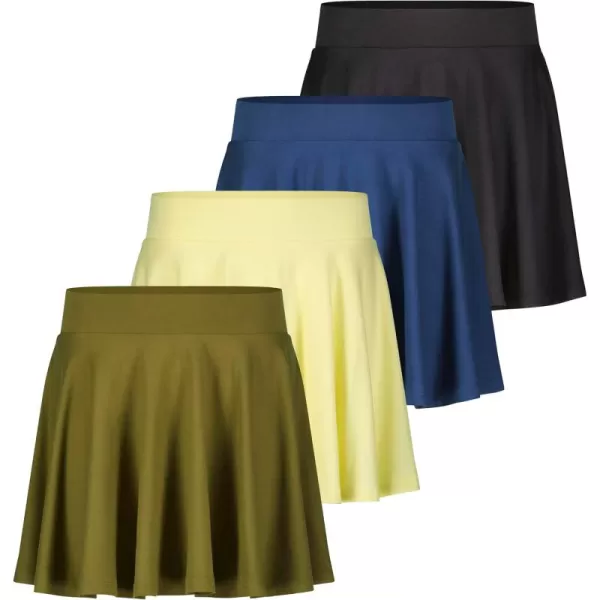 imageReal Essentials 4 Pack Womens Soft Casual Pleated Mini Skirt  Skater ALine Flowy Skirts Available in Plus SizeSet 6