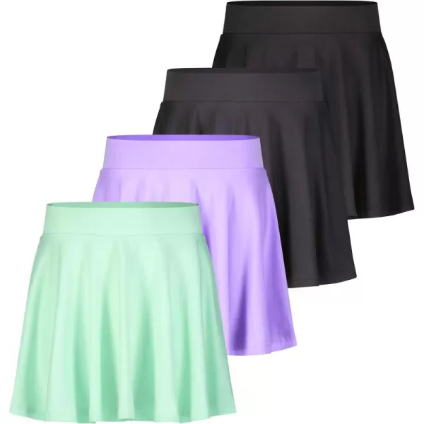 imageReal Essentials 4 Pack Womens Soft Casual Pleated Mini Skirt  Skater ALine Flowy Skirts Available in Plus SizeSet 7