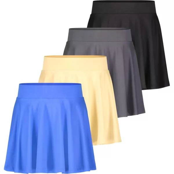 imageReal Essentials 4 Pack Womens Soft Casual Pleated Mini Skirt  Skater ALine Flowy Skirts Available in Plus SizeSet 8