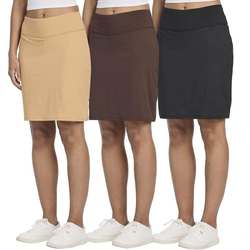 imageReal Essentials 3 Pack Womens 20quot Golf Skirts Knee Length Skorts Athletic Long Active Casual Pockets Available in PlusSet 6