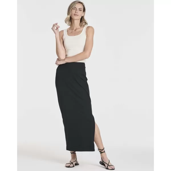 imageReal Essentials 3 Pack Womens Ribbed High Waisted Maxi Skirt with Side Slit  Casual Long Pencil SkirtSet 3