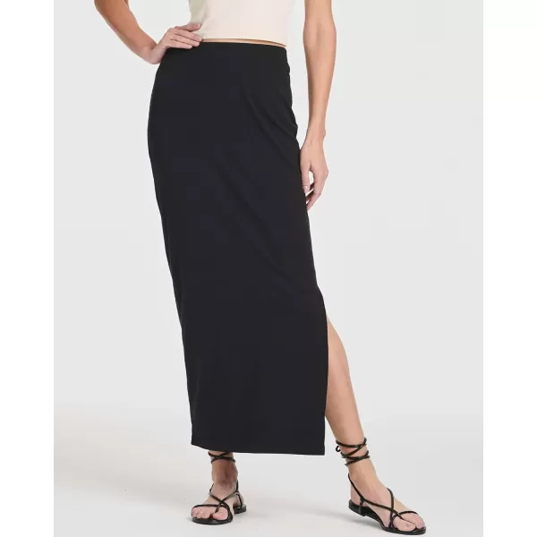imageReal Essentials 3 Pack Womens Ribbed High Waisted Maxi Skirt with Side Slit  Casual Long Pencil SkirtSet 3