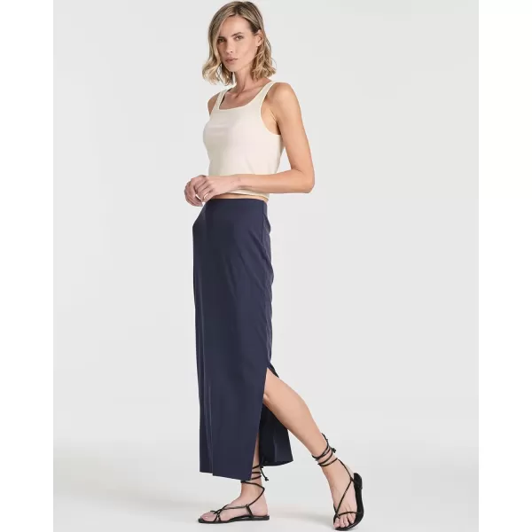 imageReal Essentials 3 Pack Womens Ribbed High Waisted Maxi Skirt with Side Slit  Casual Long Pencil SkirtSet 3