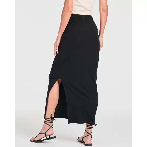 imageReal Essentials 3 Pack Womens Ribbed High Waisted Maxi Skirt with Side Slit  Casual Long Pencil SkirtSet 3