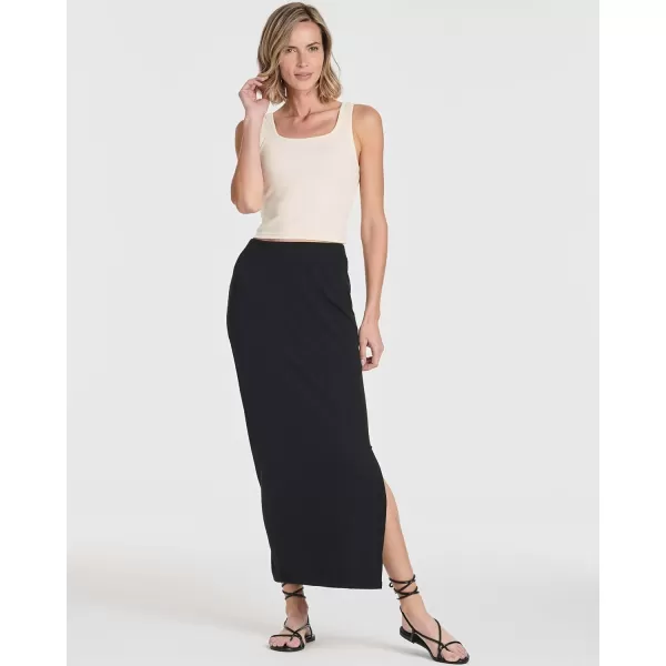 imageReal Essentials 3 Pack Womens Ribbed High Waisted Maxi Skirt with Side Slit  Casual Long Pencil SkirtSet 5