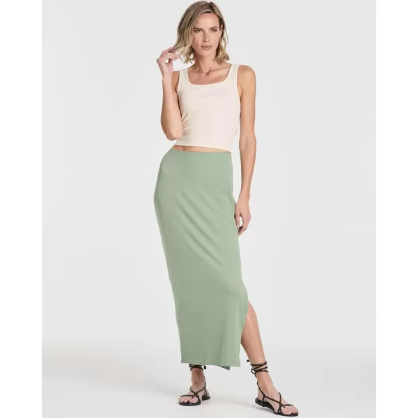 imageReal Essentials 3 Pack Womens Ribbed High Waisted Maxi Skirt with Side Slit  Casual Long Pencil SkirtSet 5